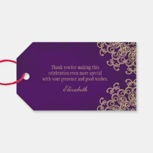 Etiquetas Para Regalos Estilo indio morado y dorado personalizado