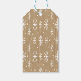Etiquetas Para Regalos Estilo Kraft Natural con Patrón de Copos de Nieve