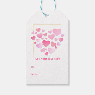 Etiquetas Para Regalos Estilo Lindo Corazones Rosados Día de San Valentín