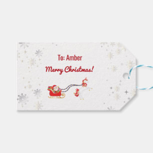Etiquetas Para Regalos Estilo moderno Unicornio de Santa Nieve Nombre Scr