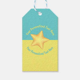 Etiquetas Para Regalos Estrella amarilla personalizada Pool amarillo azul
