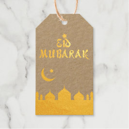 Etiquetas Para Regalos Estrella de la luna de la mezquita de oro Eid Muba