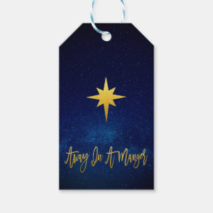 Etiquetas Para Regalos Estrella De Oro Azul De Medianoche En Un Navidad D