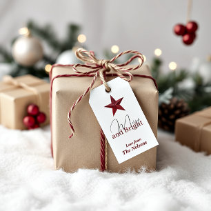 Etiquetas Para Regalos Estrella rústica Merry & Bright personalizada