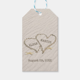 Etiquetas Para Regalos Estrellas de mar y corazones de playa con nombres 
