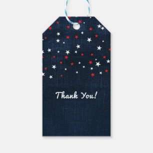 Etiquetas Para Regalos Estrellas de mezclilla rojas blancas y azules Favo