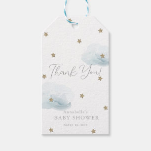 Etiquetas Para Regalos Estrellas de oro y nubes azules Baby Shower Gracia