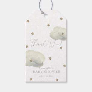 Etiquetas Para Regalos Estrellas de oro y nubes Baby Shower Gracias