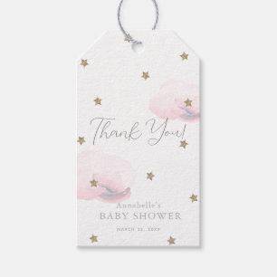 Etiquetas Para Regalos Estrellas de oro y nubes rosadas Baby Shower Graci