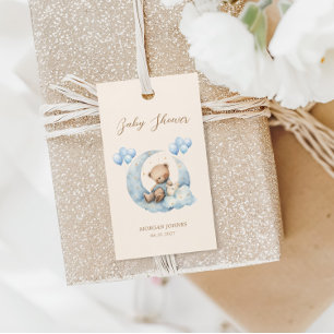 Etiquetas Para Regalos Estrellas de Osito de Peluche Azul para Fiesta de 
