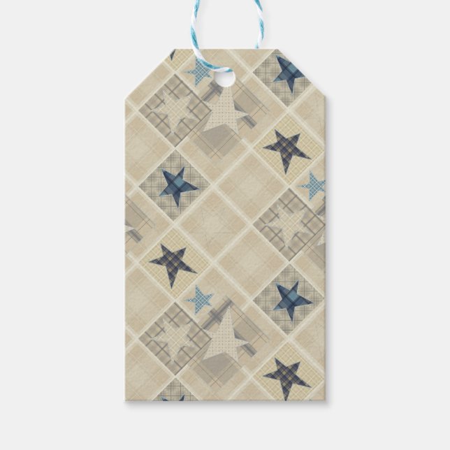 Etiquetas Para Regalos Estrellas, patchwork (Anverso)