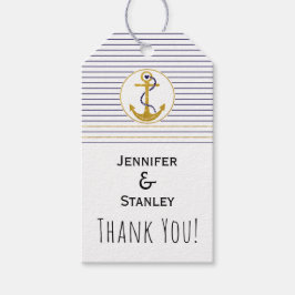 Etiquetas Para Regalos Estripas de anclaje de oro boda náutico Gracias