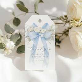 Etiquetas Para Regalos Eucalyptus Blue Bow Baby Shower Thank you