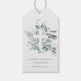Etiquetas Para Regalos Eucalyptus Fern Foliage Cross First Holy Communia