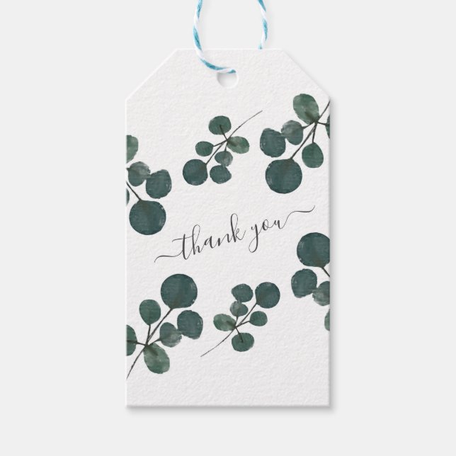 Etiquetas Para Regalos Eucalyptus Green Gracias (Anverso)