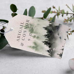 Etiquetas Para Regalos Evergreen Mountain Mist Rústico Invierno Gris Blan