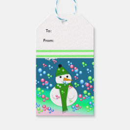 Etiquetas Para Regalos Explosión de burbuja de Snowman