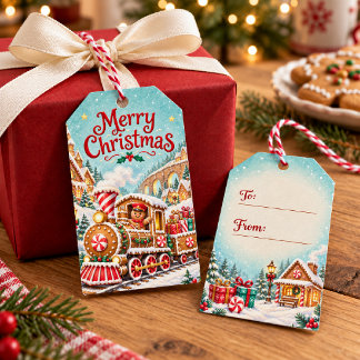 Etiquetas Para Regalos Expreso de Navidad de jengibre
