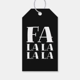 Etiquetas Para Regalos FA LA LA LA Audaz Navideño Negro y Blanco Navidad
