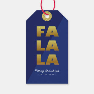 Etiquetas Para Regalos Fa La La La   Navidades divertidos azul y oro