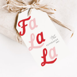 Etiquetas Para Regalos Fa La La Modern Retro Navidades De Plata Rosa Y Ro