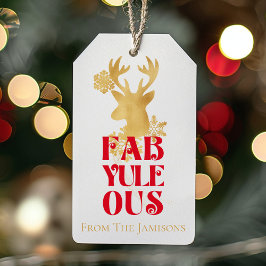 Etiquetas Para Regalos Fab-Yule-Ous Elegant Gold and Red Christmas 