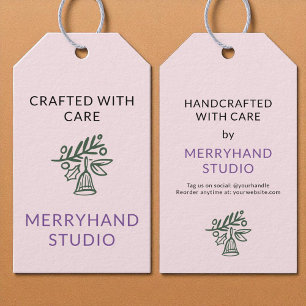 Etiquetas Para Regalos Fabricado a mano con cuidado Camilla Verde caprich