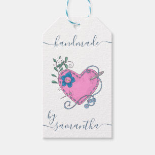 Etiquetas Para Regalos Fabricado a mano por un nombre personalizado con i