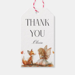 Etiquetas Para Regalos Fall Fairy First Birday Gracias con un Fox