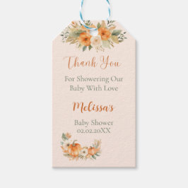Etiquetas Para Regalos Fall Rustic Orange Pumpkin Baby Shower 