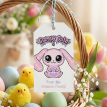 Familia de conejos de Pascua gótica pastel Creepy 
