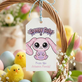 Etiquetas Para Regalos Familia de conejos de Pascua gótica pastel Creepy 