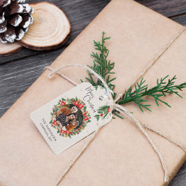 Etiquetas Para Regalos Familia de Florines Rojos Foto Feliz Navidad