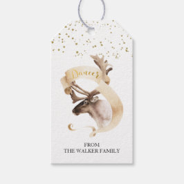 Etiquetas Para Regalos Familia de navidades de oro de renos de color acuá