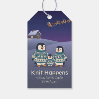 Etiquetas Para Regalos Familia de pingüinos lindos con suéter | Navidad i