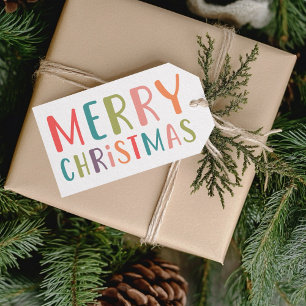 Etiquetas Para Regalos Familia navideña colorida y brillante