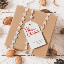 Etiquetas Para Regalos Familia navideña Feliz Guión Rojo