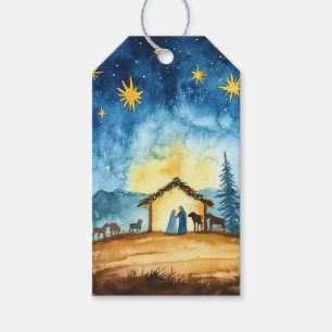 Etiquetas Para Regalos Familia Santa en la noche de Belén