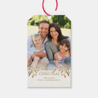Etiquetas Para Regalos Famoso Relieve metalizado dorado navideño Holly Ho