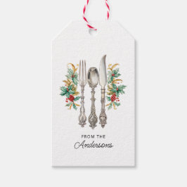 Etiquetas Para Regalos Fancy Holiday Silverware Personalizado