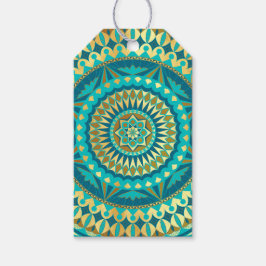 Etiquetas Para Regalos Fantasia de Mandala Azul Dorado