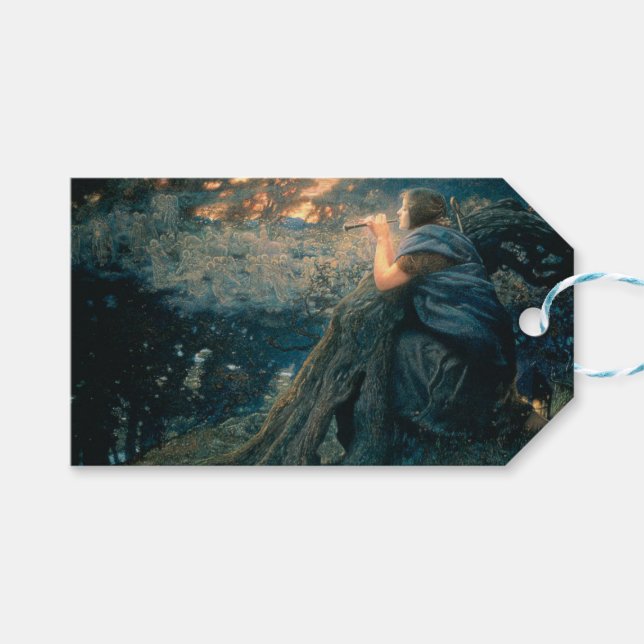 Etiquetas Para Regalos Fantasía en Crepúsculo (por Edward Robert Hughes) (Frente (Horizontal))