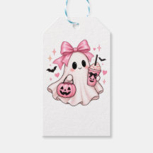 Fantasma de Coqueta con Lazo Rosa de Halloween