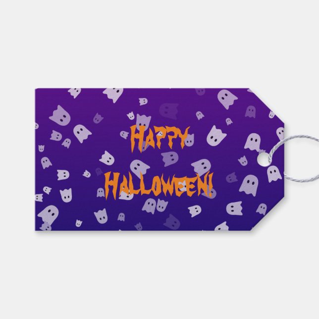 Etiquetas Para Regalos Fantasma de Halloween (Frente (Horizontal))