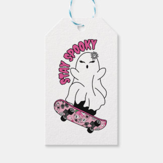 Etiquetas Para Regalos Fantasma "Stay Spooky" en una skateboard - Guay Pi