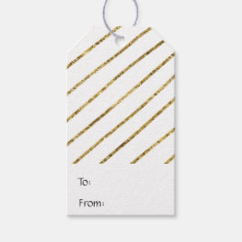 Etiquetas Para Regalos Faux de oro purpurina líneas delgadas diagonales v