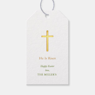 Etiquetas Para Regalos Faux Gold Cross Happy Easter Gigire Tags