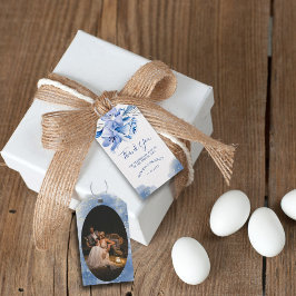 Etiquetas Para Regalos Favor Agradecimiento Rústico Polvo Azul Dorado Bri