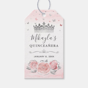 Etiquetas Para Regalos Favor de agradecimiento Corona plateada de rosa pá