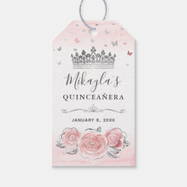 Etiquetas Para Regalos Favor de agradecimiento Corona plateada rosa delic